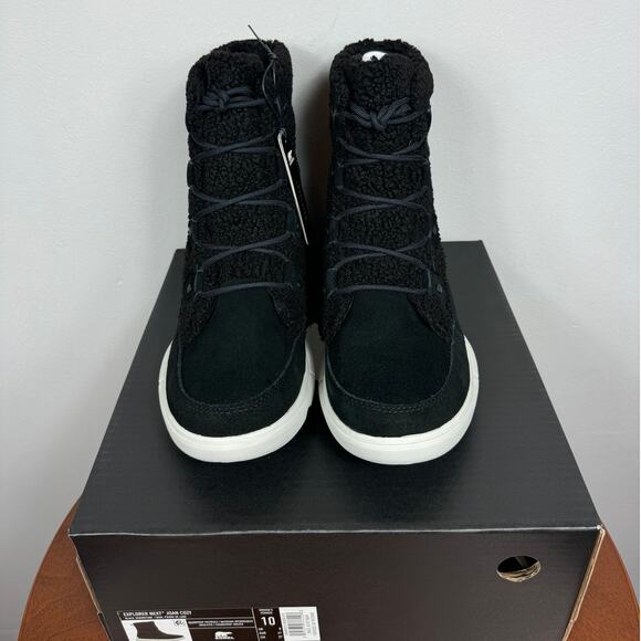 New Sorel Explorer Next Joan Cozy Boots in Black Suede/Faux Shearling Size 10 - Picture 4 of 9